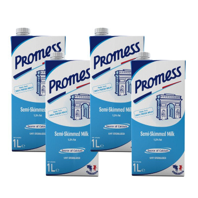 (特價) PROMESS -  法國 半脫脂牛奶 1L x4盒